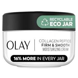 Olay Firm & Smooth Collagen Peptide Face Moisturizer, 2 oz Fragrance Free Firming Face Cream for Hydration and Skin Renewal, Recyclable Eco Jar Packaging