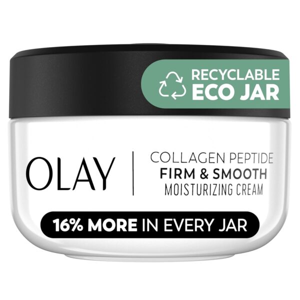 Olay Firm & Smooth Collagen Peptide Face Moisturizer, 2 oz Fragrance Free Firming Face Cream for Hydration and Skin Renewal, Recyclable Eco Jar Packaging