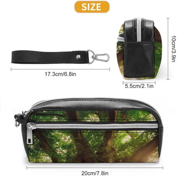 Leather Pencil Cases Thick Tree Pen Pouch Travel Cosmetic Bag for Purse Portable Makeup Brush Bag Holder Coin Purse for Women Makeup Case Purse Organizer