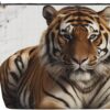 Big Tiger Makeup Bag For Women, Waterproof Linen Travel Cosmetic Organizer Lightweight Zipper Travel Toiletry Bag Organizer Makeup Brushes Storage Bag
