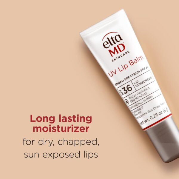 EltaMD UV Lip Balm Sunscreen, Moisturizes and Protects Dry Cracked Lips, Water Resistant up to 80 Minutes, Transparent Zinc Oxide Sunscreen