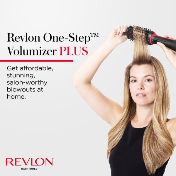 REVLON One-Step Volumizer Plus Hair Dryer and Styler, Enhanced Motor for Less Frizz, More Shine, and Reduced Heat Damage for Salon Style Round Brush for Blowout, Black (Amazon Exclusive)