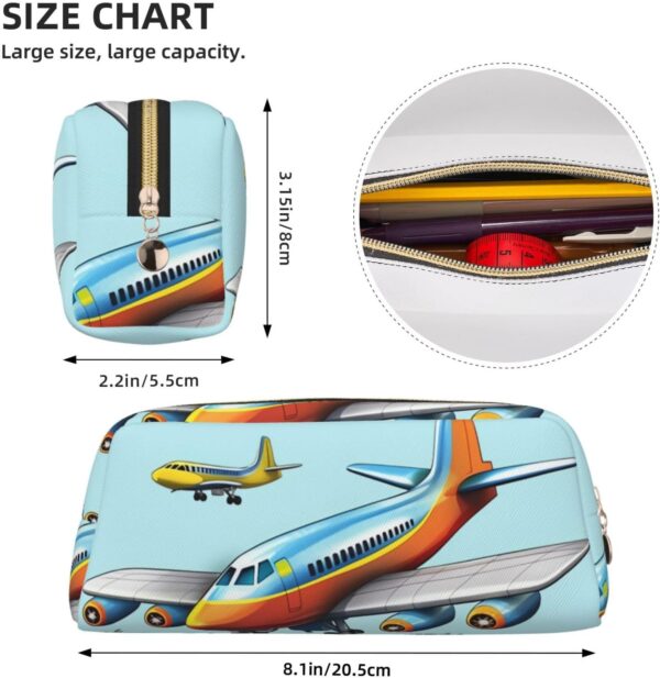 Cartoon Airplane Makeup Bag for Women Men Pencil Pouch Travel Small Cosmetic Bag Zippered Toiletry Bags Aesthetic Pen Bags Trendy Storage Bags Leather Coin Pouch Purse