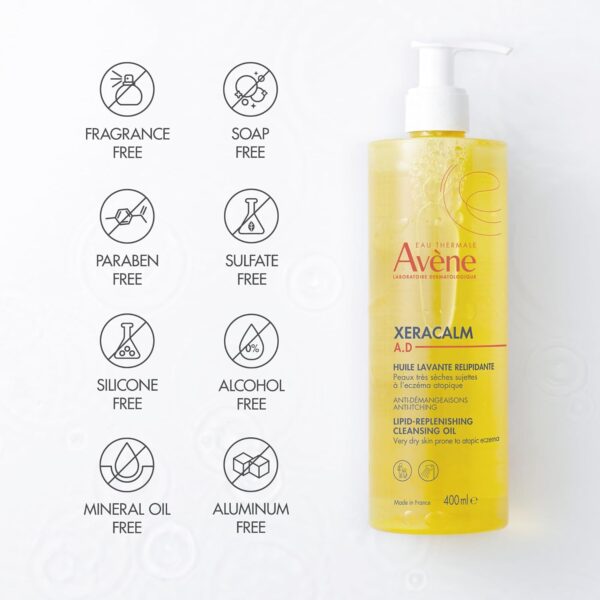 Avène XeraCalm A.D Lipid-Replenishing Cleansing Oil, Atopic Dermatitis, Eczema-Prone, Fragrance-Free, Pump, 13.5 Oz