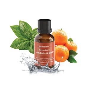Homedics SereneScent Mandarin & Basil Home Fragrance Oil, 15 ml, for use with Homedics SereneScent Mini Waterless Diffuser (ARMH-680), Clean & Natural Everyday Collection