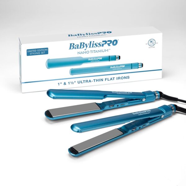 BabylissPRO Nano Titanium Ultra-Thin Hair Straightener, Professional Flat Iron For All Hair Types