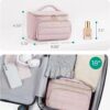 BAGSMART Travel Makeup Bag with Jewelry Organizer, Portable Make Up Bag, Puffy Wide-Opening Cosmetic Storage Pouch for Women’s Toiletries and Travel Essentials (Baby Pink)