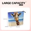 Beach Giraffe Makeup Bag For Women, Waterproof Linen Travel Cosmetic Organizer Lightweight Zipper Travel Toiletry Bag Organizer Makeup Brushes Storage Bag