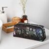 New York Night Makeup Bag for Women Men Pencil Pouch Travel Small Cosmetic Bag Zippered Toiletry Bags Aesthetic Pen Bags Trendy Storage Bags Leather Coin Pouch Purse