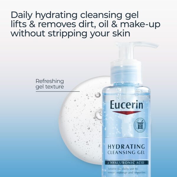 Eucerin Hydrating Cleansing Gel, Daily Face Wash and Makeup Remover Formulated with Hyaluronic Acid, 6.8 Fl Oz Bottle