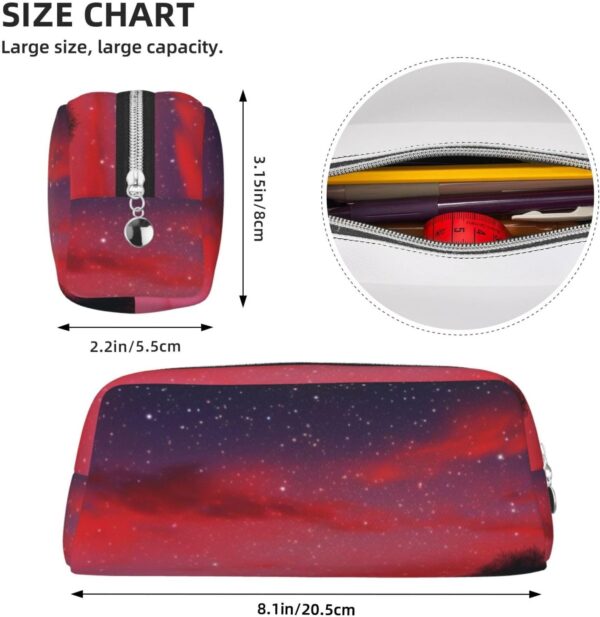 Red Sky at Night Starry Makeup Bag for Women Men Pencil Pouch Travel Small Cosmetic Bag Zippered Toiletry Bags Aesthetic Pen Bags Trendy Storage Bags Leather Coin Pouch Purse