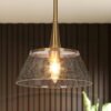 classy leaves Gold Pendant Lights Kitchen Island, Kitchen Pendant Lighting Over Island with Seeded Glass, 9 Inch Modern Plating Brass Pendant Light Fixtures