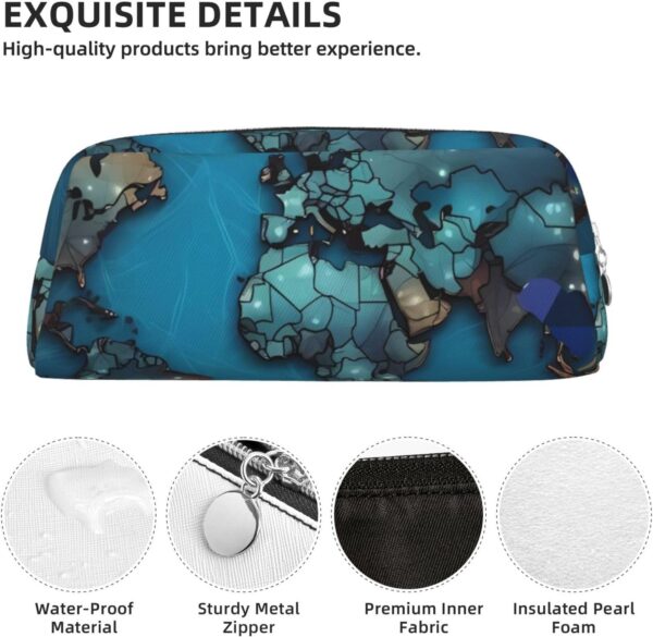 Map Makeup Bag for Women Men Pencil Pouch Travel Small Cosmetic Bag Zippered Toiletry Bags Aesthetic Pen Bags Trendy Storage Bags Leather Coin Pouch Purse