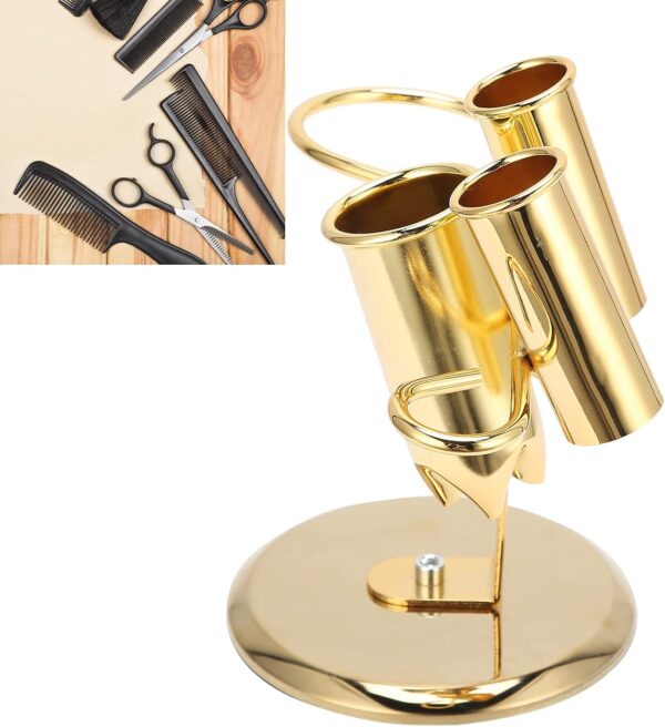 Hair Dryer Holder Styling Tool Organizer for Hair Care, Compact Design Suitable for Small Bathrooms Gold