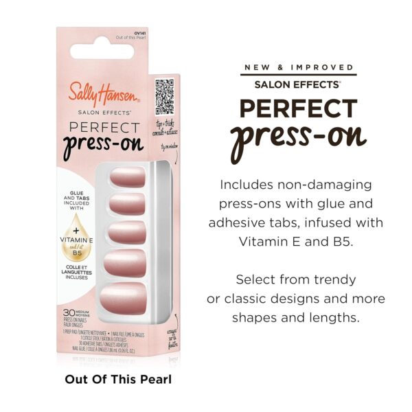 Sally Hansen Salon Effects Perfect Press-On Nails, Out of This Pearl, Press On Nails, Easy to Apply, Nail Glue & Adhesive Tabs Included