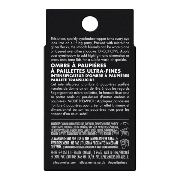 e.l.f. Fine As Fleck Glitter Eyeshadow, Long-Lasting Sheer Eye Makeup With A Shimmer Finish, Smooth Formula, Vegan & Cruelty-Free, Champagne Showers