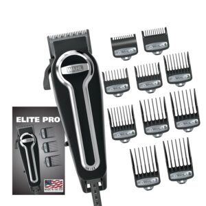 Wahl USA Elite Pro High-Performance Corded Home Haircut & Grooming Kit for Men – Electric Hair Clipper – Model 79602M