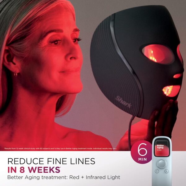 Shark CryoGlow LED Face Mask (FSA/HSA Eligible*) with Under-Eye Cooling, Anti-Ageing & Blemish Repair, Red & Blue LED, Infrared Light Therapy, USB-C, Remote Control, Storage Bag, Lilac Chill, FW312PL