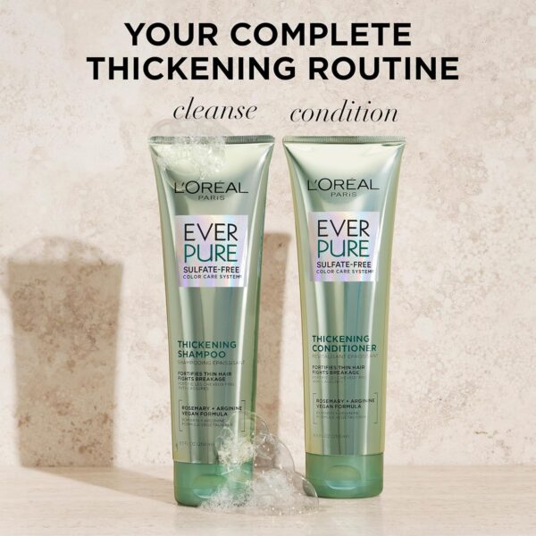 L'Oreal Paris Thickening Sulfate Free Shampoo and Conditioner, Thickens + Strengthens Thin, Fragile Hair, EverPure, 1 Hair Care Kit