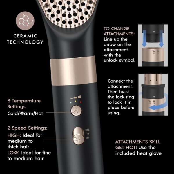 INFINITIPRO by CONAIR DigitalAIRE Multi Hair Styler, Air Styling System for Curls, Waves, Blowouts & Volume, 4 Attachments to Personalize Your Look Plus Storage Bag, Black - Amazon Exclusive