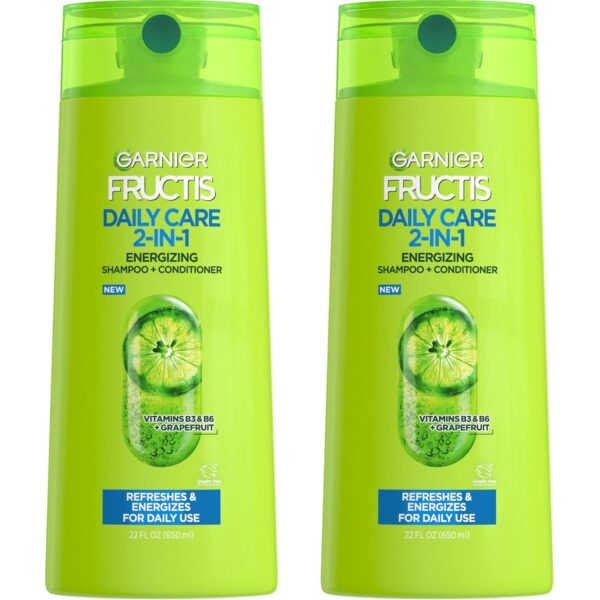 Garnier Fructis Fortifying 2-in-1 Shampoo and Conditioner for Stronger-Looking Hair with Touchable Softness, Daily Hair Care for Men and Women, Vegan, Paraben-Free 22 Fl Oz, 2 Count