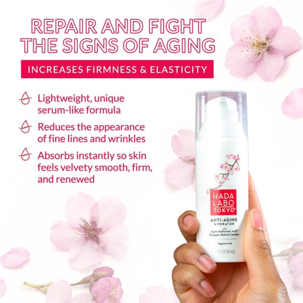 Hada Labo Tokyo Anti-Aging Hydrator Face Serum, with Super Hyaluronic Acid, Collagen & Retinol Complex to Reduce Signs of Aging, Increase Skin Elasticity & Reduce Fine Lines & Wrinkles, 1.7 fl oz