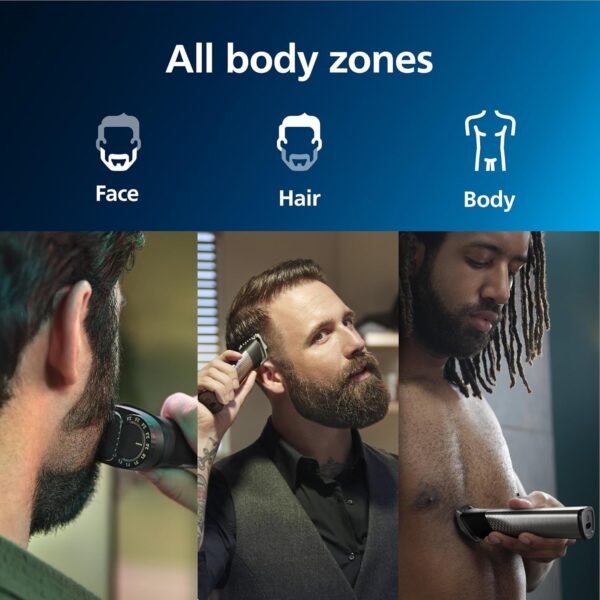 Norelco Philips Multigroom 9000 Series, All-in-One Trimmer, Beard Trimmer and Hair Clipper, 23-Piece Men's Grooming Kit for Beard, Body, Face, Nose, Ear and Intimate Areas, MG9520/50