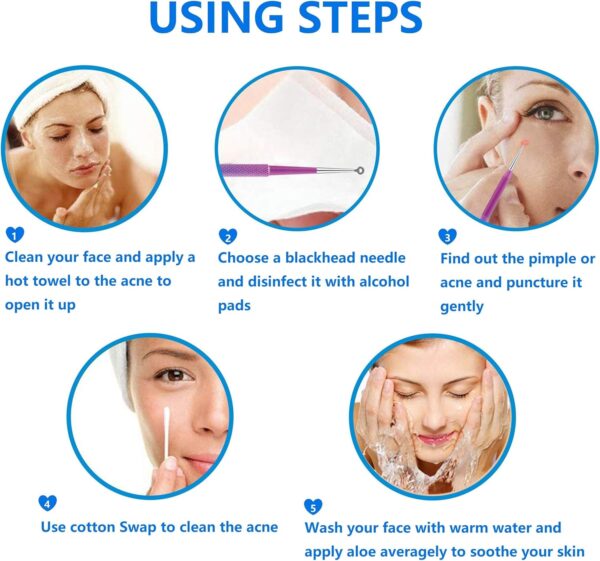 Pimple Popper Tool Kit - Ybaoo 10 Pcs Blackhead Remover Comedone Extractor Kit with Metal Case for Quick and Easy Removal of Blackheads, Zit Removing, Facial and Nose(Colorful)