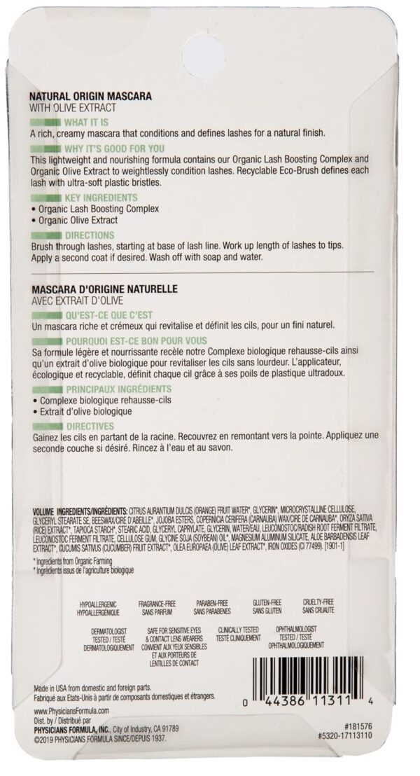 Physicians Formula Organic Mascara Formula Organic Wear All Natural Origin Mascara,Organic Makeup,Black,Dermatologist Test