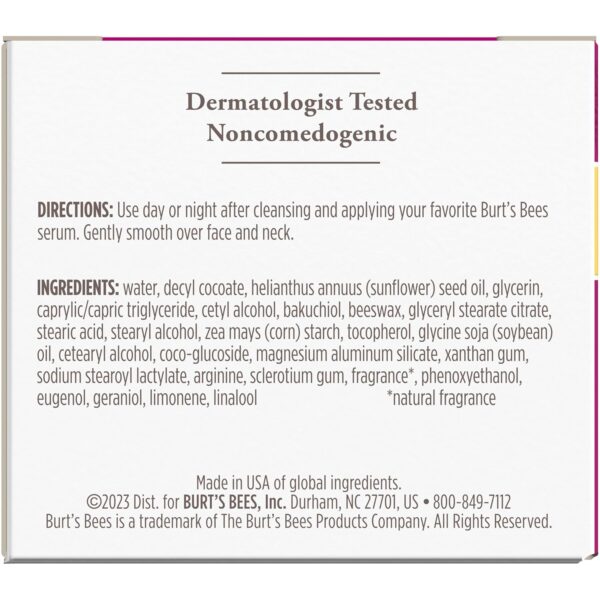 Burt's Bees Renewal Firming Face Cream, Mothers Day Gifts, Anti-Aging Retinol Alternative, Moisturizing Natural Origin Skin Care, 1.8 Ounce