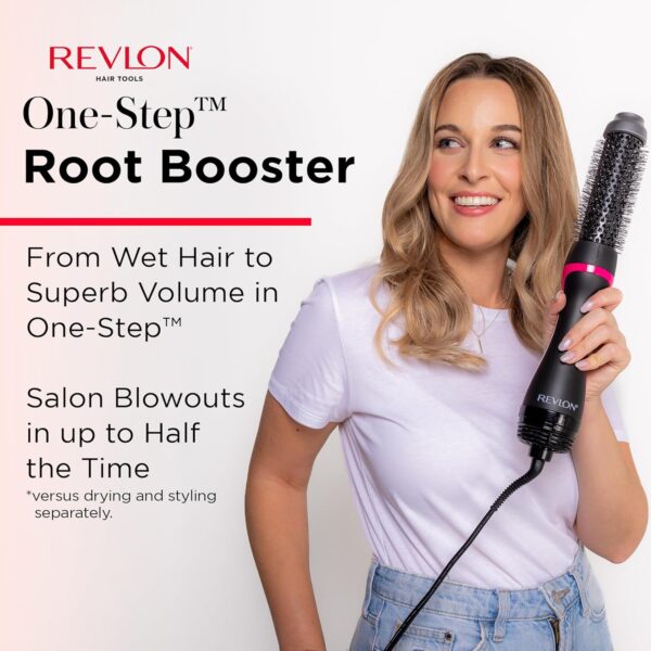 REVLON One-Step Hair Dryer and Styler - Root Booster Round Brush for Styling, Dryer Brush for Fast and Easy Salon-Quality Blowout, More Shine and Less Frizz (1-1/2 in)