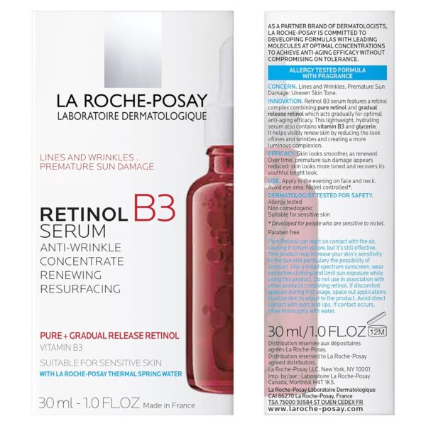 La Roche-Posay Pure Retinol Face Serum with Vitamin B3, Anti Aging Face Serum for Lines, Wrinkles & Premature Sun Damage to Resurface & Hydrate, Suitable for Sensitive Skin, 1.0 Fl. Oz