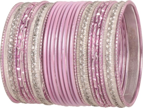 Touchstone Indian Metal Bangles for Women Gold Alloy Bracelets desi 2 Dozen Bangle Collection Bollywood Women's Jewelry Set Multi Stacking Wide Chunky Textured Golden Set of 24 in Gold or White Tone