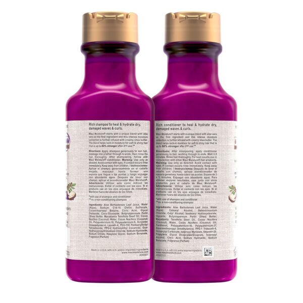 Maui Moisture Heal & Hydrate + Shea Butter Shampoo + Conditioner to Repair & Deeply Moisturize Tight Curly Hair with Coconut & Macademia Oils, Vegan, Silicone, Paraben & Sulfate-Free, 13 Fl Oz (Pack of 2)