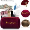 Velvet Makeup Bag, Portable Zipper Make Up Pouch, Cute Small Cosmetic Bag, Flannel Toiletry Bag, Travel Storage Bag Gifts for Women Girls(Red)