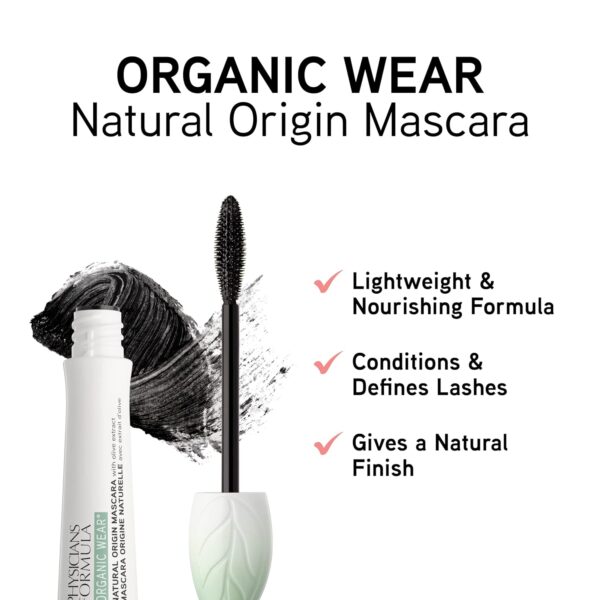 Physicians Formula Organic Mascara Formula Organic Wear All Natural Origin Mascara,Organic Makeup,Black,Dermatologist Test