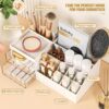 Subsky Makeup Organizer with Drawers, Easy Storage for Beauty Products Brushes, Multifunction Plastic Desk Organizer, Cosmetics Organizer for Countertop Dresser Vanity and Bathroom (White)