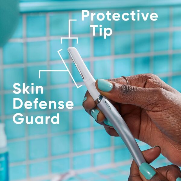 Gillette Venus Facial Razor, Exfoliating Dermaplaning Tool for Face, Replaceable Refills, Removes Fine Facial Hair, Exfoliates Dead Skin, Skin Defense Guard, Handle with 5 Blade Refills