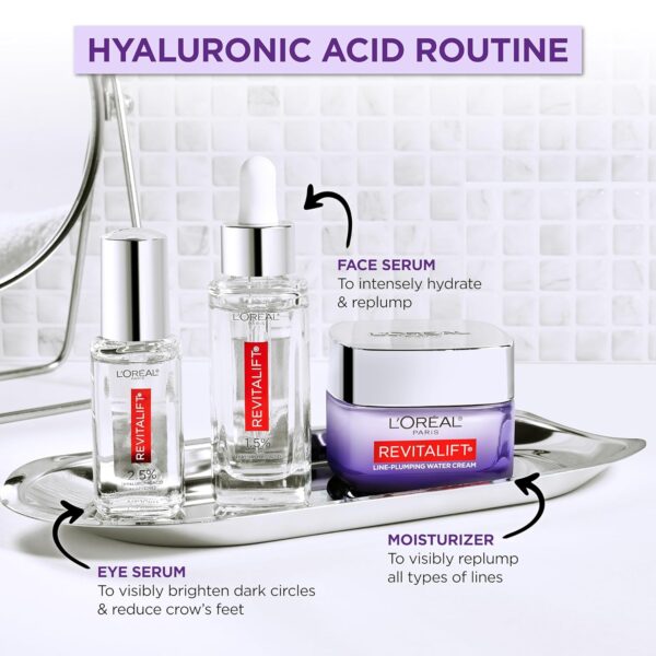 L'Oreal Paris Revitalift 1.5% Pure Hyaluronic Acid Face Serum, Hydrate & Reduce Wrinkles, Fragrance Free 1 oz