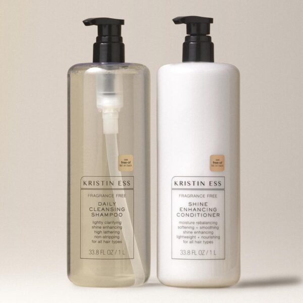 Kristin Ess Hair Fragrance Free Shampoo and Conditioner 1 Liter Set for Sensitive Skin and Scalp - Sulfate Free and Color Safe Shampoo and Conditioner - Hydrating + Moisturizing - Vegan + Cruelty Free