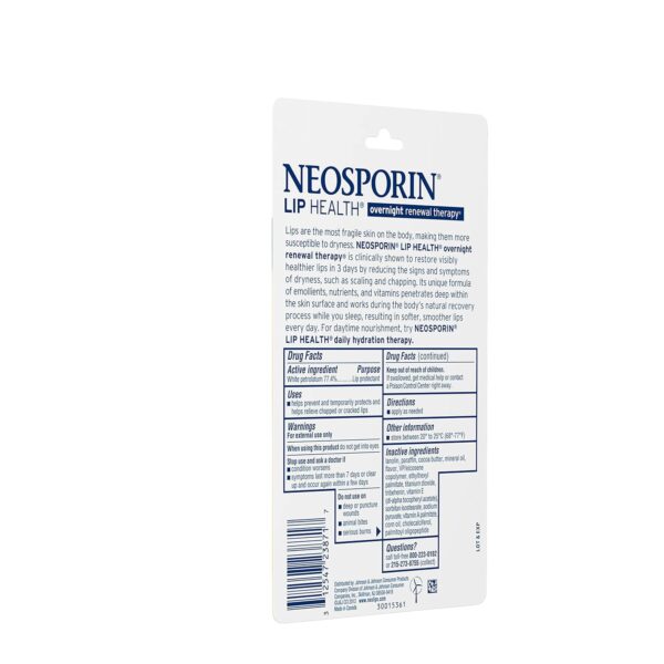 Neosporin Lip Health Overnight Healthy Lips Renewal Therapy Petrolatum Lip Protectant, 0.27 Ounce (Pack of 1)