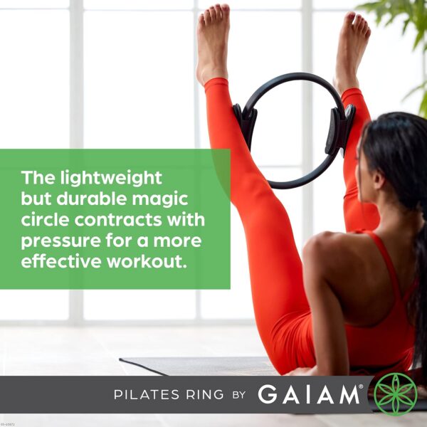 Gaiam Pilates Ring Fitness Circle - Lightweight & Durable Foam Padded Handles, Flexible Resistance Exercise Equipment for Toning Arms, Thighs/Legs & Core