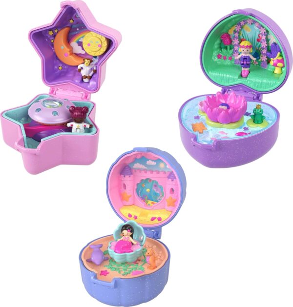 Polly Pocket Collector Dolls & Compact Playset, Heritage Ring Box 3 Pack, Keepsake Collection Jewelry Case