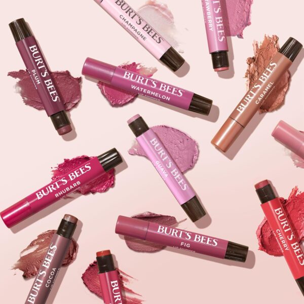 Burt's Bees Shimmer Lip Tint Set, Tinted Lip Balm Stick, Moisturizing for All Day Hydration with Natural Origin Glowy Pigmented Finish & Buildable Color, Fig (4-Pack)