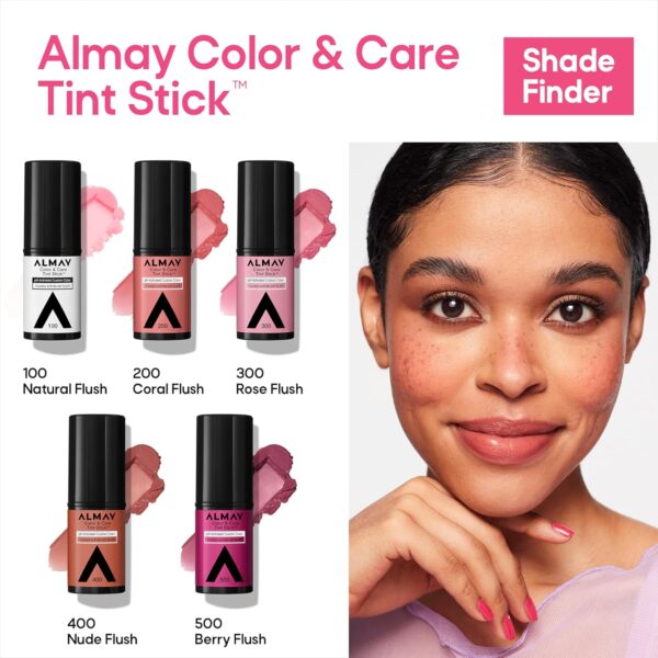 Almay Lip and Cheek Tint, Color & Care Tint Stick, Multi-Use Moisturizing Blush and Lip Color, Dewy Finish, 400 Nude Flush, 0.25 oz