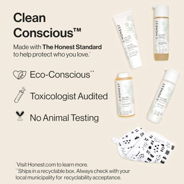 The Honest Company Fragrance Free Bathtime Gift Set | Hypoallergenic Bath Essentials for Sensitive Skin | Shampoo + Body Wash, Face + Body Lotion, Bubble Bath, Conditioner, Wash Cloth