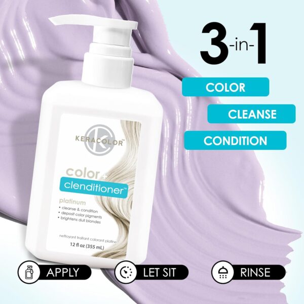 Keracolor Color + Clenditioner 3-in-1 Color-Depositing Conditioner, Gently Cleanses & Conditions, Semi-Permanent Hair Color, 23 Shades, 12 Fl Oz