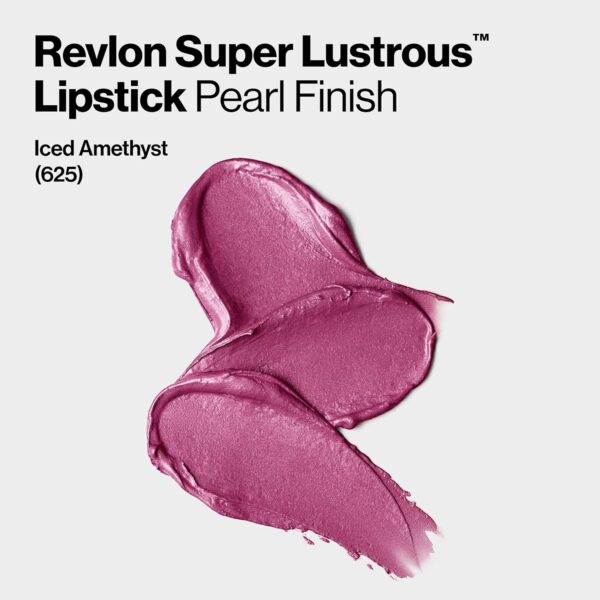 Revlon Super Lustrous Lipstick, Creamy Formula For Soft, Fuller-Looking Lips, Moisturized Feel, Iced Amethyst (625), 0.15 oz