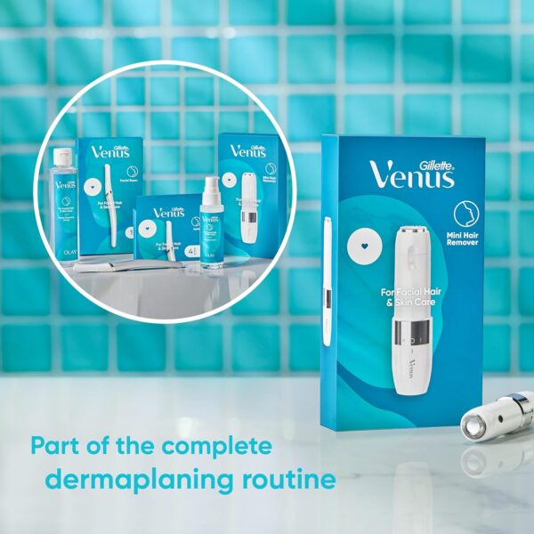 Gillette Venus Mini Facial Hair Remover for Women Face, Portable Electric Shaver/Razor, Face Hair Removal for Women, Dermaplaning Tool, Trimmer