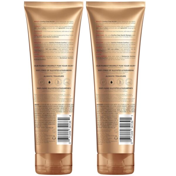 L'Oreal Paris Sulfate Free Shampoo and Conditioner for Dry Hair, Triple Action Hydration for Dry, Brittle or Color Treated Hair, Apricot Oil Infused Hair Care, EverPure, 8.5 Fl Oz, Set of 2